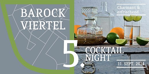 Flyer zur 5. Cocktailnight im Barockviertel Dresden am 11. September 2014