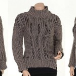 Strick-Pullover mit Lederanteil 4174-60 von Nü by Staff-Woman in der Farbe Light Taupe Melange